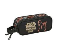 Safta Astuccio triplo Mandalorian & Grogu da 37 pezzi, astuccio scolastico organizer con 3 scomparti e cerniera, include 16 matite, 14 pennarelli, righello e semicerchio, misure 12,5 x 5,5 x 19,5 cm
