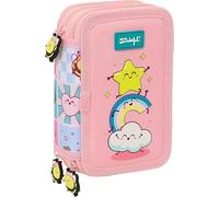 Safta Astuccio triplo Mr. Wonderful Comic, 37 pezzi, astuccio scolastico organizer con 3 scomparti e cerniera, include 16 matite, 14 pennarelli, righello e semicerchio, misure 12,5 x 5,5 x 19,5 cm