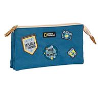 safta Astuccio triplo riciclabile National Geographic Explorer, 220 x 30 x 120 mm, Blu/Marrone