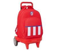 Safta ATLETICO DE Madrid - Zaino grande con ruote, Compact Evolution, rimovibile, ideale per bambini di diverse età, comodo e versatile, qualità e resistenza, 33 x 22 x 45 cm, colore rosso, rosso,