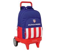 safta ATLETICO DE MADRID - Zaino grande con ruote, Compact Evoluzione, rimovibile, ideale per bambini di diverse età, comodo e versatile, qualità e resistenza, 33 x 22 x 45 cm, rosso/blu/bianco, M