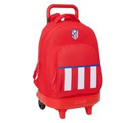 Safta ATLETICO DE MADRID - Zaino grande con ruote, compatto, rimovibile, ideale per bambini di diverse età, comodo e versatile, qualità e resistenza, 33 x 22 x 45 cm, colore rosso, rosso, Estándar,