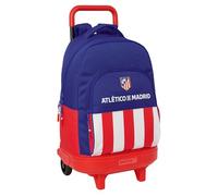 safta ATLETICO DE MADRID - Zaino grande con ruote, compatto, rimovibile, ideale per bambini di diverse età, comodo e versatile, qualità e resistenza, 33 x 22 x 45 cm, rosso/blu/bianco, M, Casual