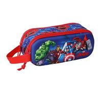 safta AVENGERS 3D - Astuccio doppio 3D, astuccio per bambini, ideale per bambini in età scolastica, comodo e versatile, qualità e resistenza, 21 x 6 x 8 cm, blu scuro/rosso, M, Casual