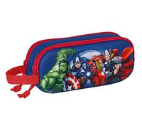 safta AVENGERS - Astuccio doppio 3D, astuccio per bambini, ideale per bambini in età scolare, comodo e versatile, qualità e resistenza, 21 x 6 x 8 cm, colore blu navy, Blu navy, Estándar, Casual