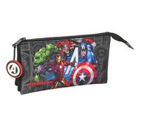 safta AVENGERS VENDETTA - Astuccio triplo, astuccio per bambini, ideale per bambini in età scolastica, comodo e versatile, qualità e resistenza, 22 x 3 x 12 cm, Nero, M, Casual