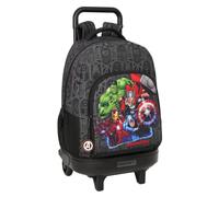 Safta AVENGERS VENDETTA - Zaino grande con ruote, compatto, rimovibile, ideale per bambini di diverse età, comodo e versatile, qualità e resistenza, 33 x 22 x 45 cm, Nero, M, Casual