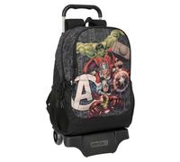 safta AVENGERS VENDETTA - Zaino scuola con carrello, ideale per bambini di diverse età, comodo e versatile, qualità e resistenza, 33 x 15 x 43 cm, Nero, M, Casual