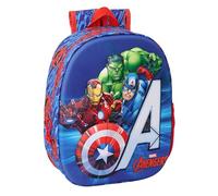 safta AVENGERS Zaino Scuola 3D, Design 3D, Adattabile al Carrello, Ideale per Bambini di Diverse Età, Comodo e Versatile, Qualità e Resistenza, 27 x 10 x 33 cm, Blu Scuro/Rosso, M, Casual, Blu scuro