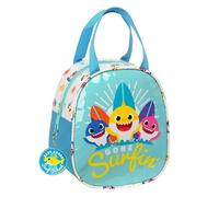 BABY SHARK SURFING - Borsa porta merenda, portatile, qualità e massima resistenza, porta cibo, ricreativo, 19 x 14 x 22 cm, colore: blu/bianco, blu/bianco, Estándar, Casual