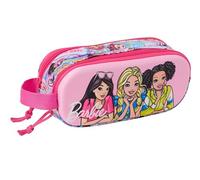 Safta BARBIE 3D - Astuccio doppio 3D, astuccio per bambini, ideale per bambini in età scolastica, comodo e versatile, qualità e resistenza, 21 x 6 x 8 cm, Rosa, M, Casual