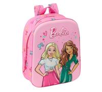 Safta BARBIE 3D - Zaino per asilo 3D, adattabile al carrello, facile da pulire, ideale per bambini di diverse età, comodo e versatile, qualità e resistenza, 22 x 10 x 27 cm, colore: rosa/fucsia,