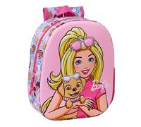 Safta BARBIE 3D - Zaino scolastico, con design 3D, adattabile al carrello, ideale per bambini di diverse età, comodo e versatile, qualità e resistenza, 27 x 10 x 33 cm, Rosa, M, Casual