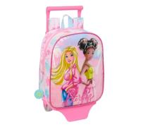 safta BARBIE PAINTERLY - Zaino asilo con carrello, ideale per bambini di diverse età, comodo e versatile, qualità e resistenza, 22 x 10 x 27 cm, rosa/celeste, M, Casual