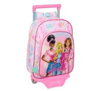 safta BARBIE PAINTERLY - Zaino per bambini con carrello 705, ideale per bambini di diverse età, comodo e versatile, qualità e resistenza, 26 x 11 x 34 cm, rosa/celeste, M, Casual