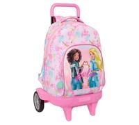 Safta Barbie Painterly - Zaino grande con ruote, compatto evoluzione, rimovibile, ideale per bambini di diverse età, comodo e versatile, qualità e resistenza, 33 x 22 x 45 cm, rosa/celeste, M, Casual