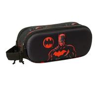 Safta Batman 3D - Astuccio doppio 3D, astuccio per bambini, ideale per bambini in età scolastica, comodo e versatile, qualità e resistenza, 21 x 6 x 8 cm, colore nero, Nero, Estándar, Casual
