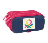 safta BENETTON CHERRY - Astuccio triplo grande, astuccio per bambini, ideale per bambini in età scolastica, comodo e versatile, qualità e resistenza, 21,5 x 8 x 10 cm, Ciliegia/Marino, M, Casual