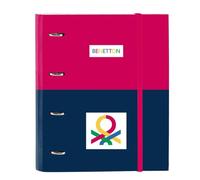 Safta BENETTON CHERRY - Cartellina 4 anelli da 35 cm con 100 fogli A4, ideale per bambini di diverse età, comoda e versatile, qualità e resistenza, 27 x 3,5 x 32 cm, Ciliegia/Marino, M, Casual