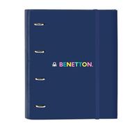 Safta Benetton Cool - Cartellina 4 anelli da 35 cm con 100 fogli A4, ideale per bambini di diverse età, confortevole e versatile, qualità e resistenza, 27 x 3,5 x 32 cm, colore blu marino, Blu navy,