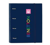 Safta BENETTON DAMERO - Cartella 4 anelli da 35 cm con 100 fogli A4, ideale per bambini di diverse età, comoda e versatile, qualità e resistenza, 27 x 3,5 x 32 cm, Blu navy, M, Casual