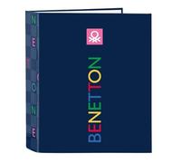 Safta BENETTON DAMERO - Cartella a 4 anelli, ideale per bambini di diverse età, comoda e versatile, qualità e resistenza, 27 x 6 x 33 cm, Blu navy, M, Casual