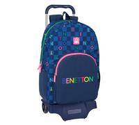 safta BENETTON DAMERO - Zaino scuola grande con carrello 905, ideale per bambini di diverse età, comodo e versatile, qualità e resistenza, 32 x 13,5 x 44 cm, Blu navy, M, Casual