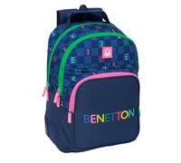 Safta BENETTON DAMERO - Zaino scuola per bambini, ideale per bambini di diverse età, comodo e versatile, qualità e resistenza, 32 x 15 x 42 cm, Blu navy, M, Casual