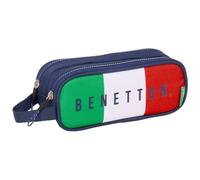 Safta BENETTON FLAG - Astuccio doppio bambino, astuccio per bambini, ideale per bambini in età scolastica, comodo e versatile, qualità e resistenza, 21 x 6 x 8 cm, Blu navy, M, Casual