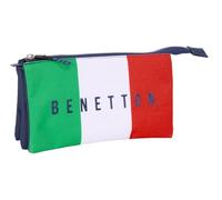 safta BENETTON FLAG - Astuccio triplo, astuccio per bambini, ideale per bambini in età scolastica, comodo e versatile, qualità e resistenza, 22 x 3 x 12 cm, Blu navy, M, Casual
