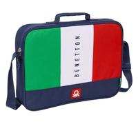 Safta BENETTON FLAG - Portafogli Extrascolastici, Valigetta Portatodo, Tracolla Comoda e Versatile, Qualità e Resistenza, 38 x 6 x 28 cm, Blu navy, M, Casual