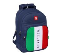 Safta BENETTON FLAG - Zaino scuola per bambini, ideale per bambini di diverse età, comodo e versatile, qualità e resistenza, 32 x 15 x 42 cm, Blu navy, M, Casual