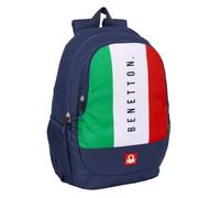 Safta BENETTON FLAG - Zaino scuola per bambini, ideale per bambini di diverse età, comodo e versatile, qualità e resistenza, 32 x 16 x 44 cm, Blu navy, M, Casual
