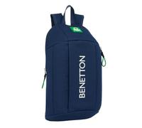 safta BENETTON GREEN - Mini zaino per uso quotidiano, ideale per bambini di diverse età, comodo e versatile, qualità e resistenza, 22 x 10 x 39 cm, Blu navy, M, Casual