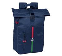 Safta BENETTON ITALY Zaino con patta per laptop da 15,6", ideale per diverse età, comodo e versatile, qualità e resistenza, 28 x 13 x 42 cm, colore blu marino, Blu navy, Estándar, Casual