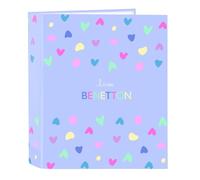 Safta BENETTON LILA - Cartellina a 4 anelli, ideale per bambini di diverse età, comoda e versatile, qualità e resistenza, 27 x 6 x 33 cm, viola, M, Casual