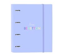 Safta BENETTON LILA - Raccoglitore 4 anelli da 35 cm con 100 fogli A4, ideale per bambini di diverse età, comodo e versatile, qualità e resistenza, 27 x 3,5 x 32 cm, viola, M, Casual