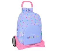 safta BENETTON LILA - Zaino scuola con carrello Evolution incluso, ideale per bambini di diverse età, comodo e versatile, qualità e resistenza, viola, M, Casual