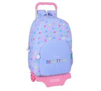 safta BENETTON LILA - Zaino scuola grande con carrello 905, ideale per bambini di diverse età, comodo e versatile, qualità e resistenza, 32 x 13,5 x 44 cm, viola, M, Casual