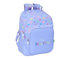 safta BENETTON LILA - Zaino scuola per bambini, ideale per bambini di diverse età, comodo e versatile, qualità e resistenza, 32 x 15 x 42 cm, viola, M, Casual