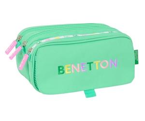 safta BENETTON MINT - Astuccio triplo grande, astuccio per bambini, ideale per bambini in età scolastica, comodo e versatile, qualità e resistenza, 21,5 x 8 x 10 cm, Verde Menta Torta, M, Casual