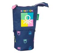 Safta Benetton Cool - Astuccio convertibile in cubilet, astuccio per bambini, ideale per bambini in età scolastica, comodo e versatile, qualità e resistenza, 8 x 6 x 19 cm, colore blu marino, Blu