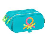 safta BENETTON SUMMER - Astuccio triplo grande, astuccio per bambini, ideale per bambini in età scolastica, comodo e versatile, qualità e resistenza, 21,5 x 8 x 10 cm, blu, M, Casual