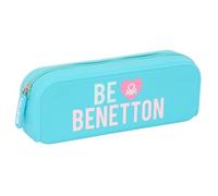 safta BENETTON UNIQUE - Astuccio quadrato in silicone, astuccio per bambini, ideale per bambini in età scolastica, comodo e versatile, qualità e resistenza, 18,5 x 5,5 x 7,5 cm, Blu Turchese/Rosa