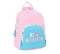 safta BENETTON UNIQUE - Mini zaino per uso quotidiano, ideale per bambini di diverse età, comodo e versatile, qualità e resistenza, 25 x 13 x 30 cm, Blu Turchese/Rosa Chiaro, M, Casual