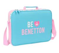Safta BENETTON UNIQUE - Portafogli Extrascolastici, Valigetta portatodo, Tracolla comoda e versatile, qualità e resistenza, 38 x 6 x 28 cm, Blu Turchese/Rosa Chiaro, M, Casual