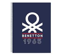 Safta Benetton Varsity - Taccuino 120 fogli, copertina rigida, ideale per bambini di diverse età, comodo e versatile, qualità e resistenza, 21,5 x 31 cm, colore blu marino/grigio, Blu marino/Grigio,