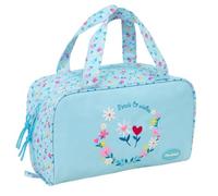 Safta Blackfit8 - Beauty case rettangolare con petali, organizer interno con tasca con cerniera, scomparto foderato di grande formato, doppia maniglia, borsa da toilette per la scuola, misure 31 x 14