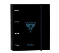 Safta BLACKFIT8 CALIFORNIA - Raccoglitore 4 anelli da 35 cm con 100 fogli A4, ideale per bambini di diverse età, confortevole e versatile, qualità e resistenza, 27 x 3,5 x 32 cm, Nero/blu, M, Casual