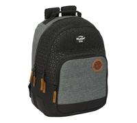 safta BLACKFIT8 OLD SCHOOL - Zaino doppio adattabile, tessuto riciclabile, ideale per bambini di diverse età, comodo e versatile, qualità e resistenza, 32 x 15 x 42 cm, Nero/Grigio, M, Casual